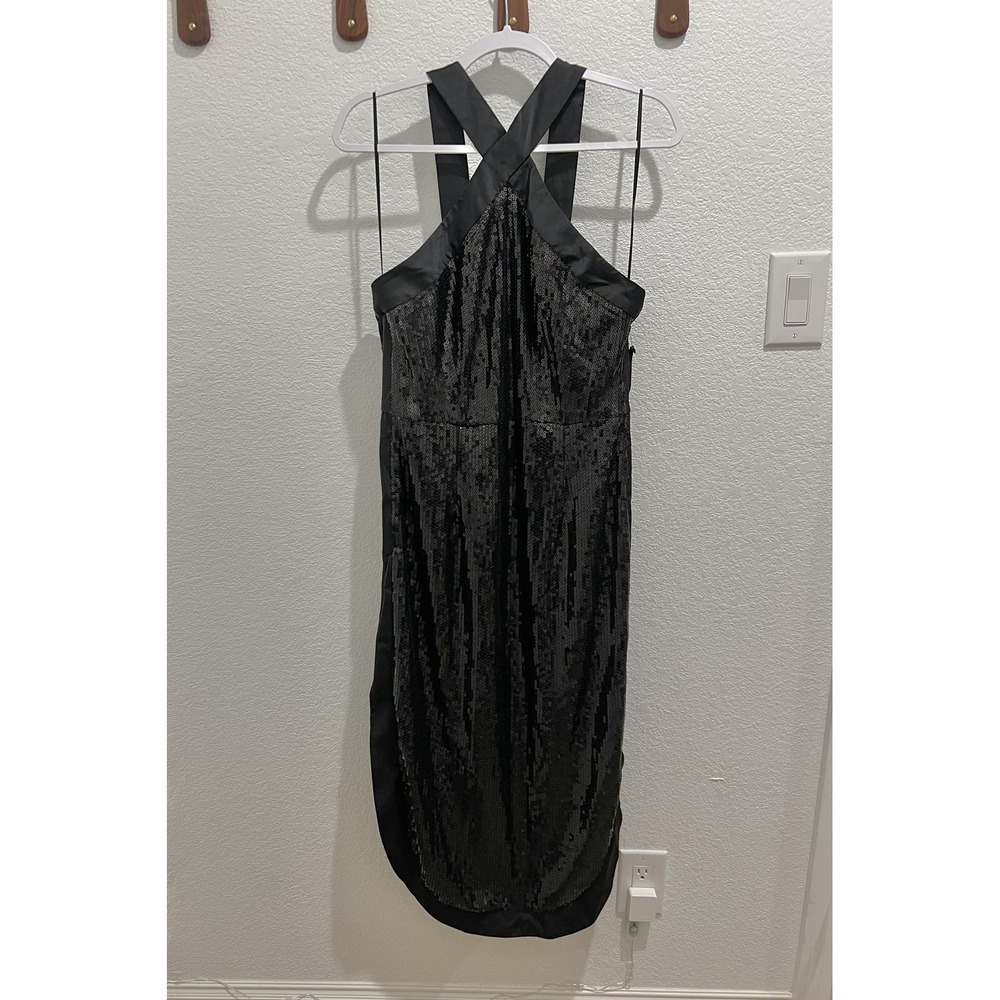 Prabal Gurung For JCPenney Dress Womens 10 Black Sequin Halter Sheath Gown